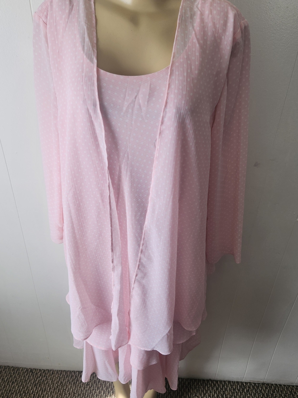 Pink Polka Dot Dress With Matching Cardigan Plus Size